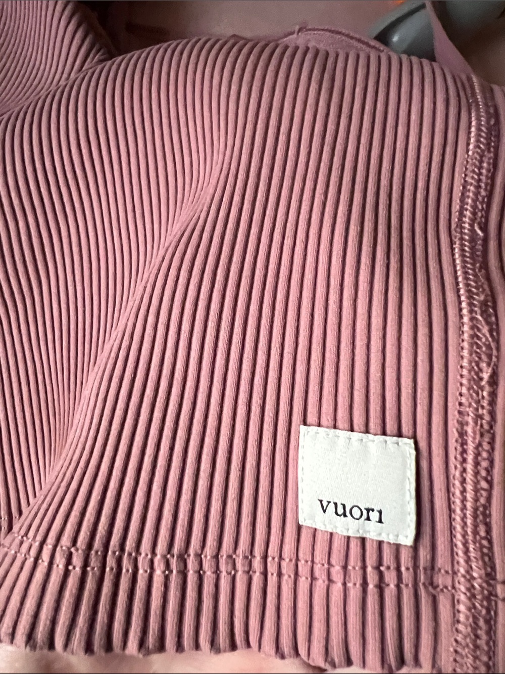 Vuori Ribbed V-Neck Strappy Crop Tank - Dusty Rose - Picture 5 of 5